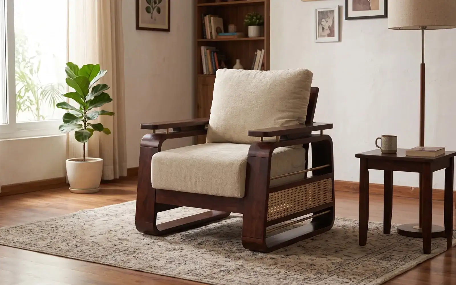 Royaloak Coral Cane Wooden Sofa 1 Seater