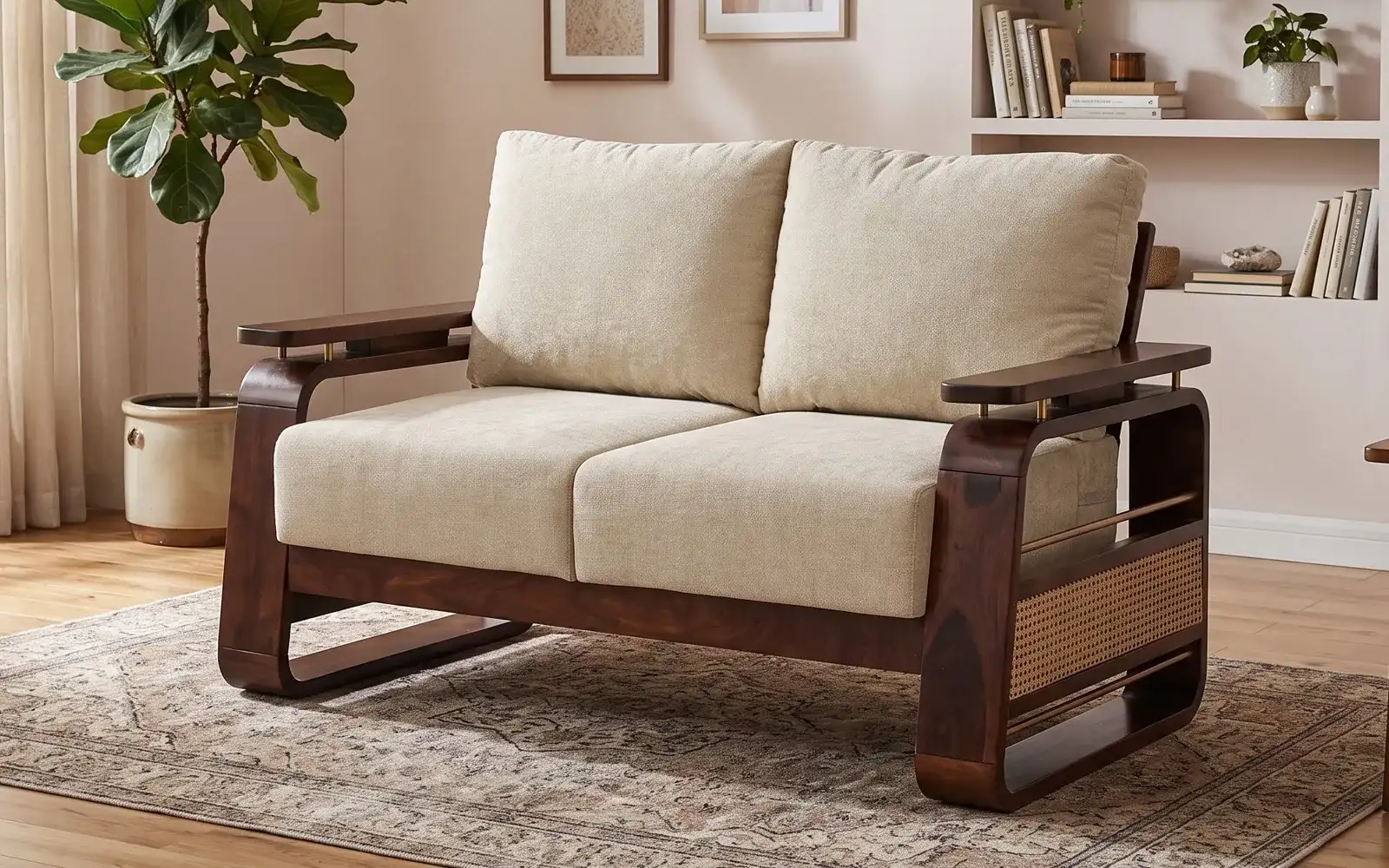  Royaloak Coral Cane Wooden Sofa 2 Seater