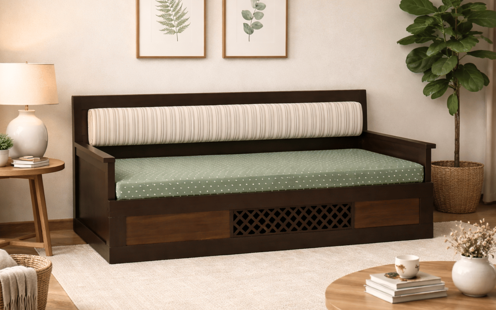 Royaloak Muar Malaysian Wooden Sofa Bed with Storage