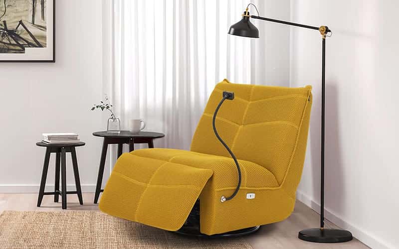 Royaloak Florence Fabric Power Motion Single Seater Recliner in Yellow Color