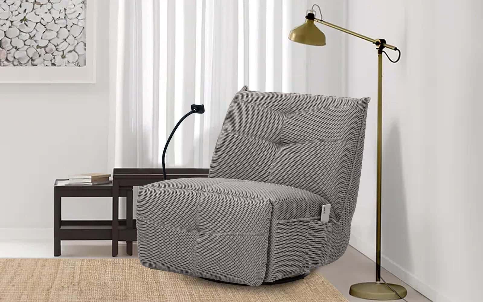 Royaloak Florence Fabric Power Motion Single Seater Recliner in Grey Color