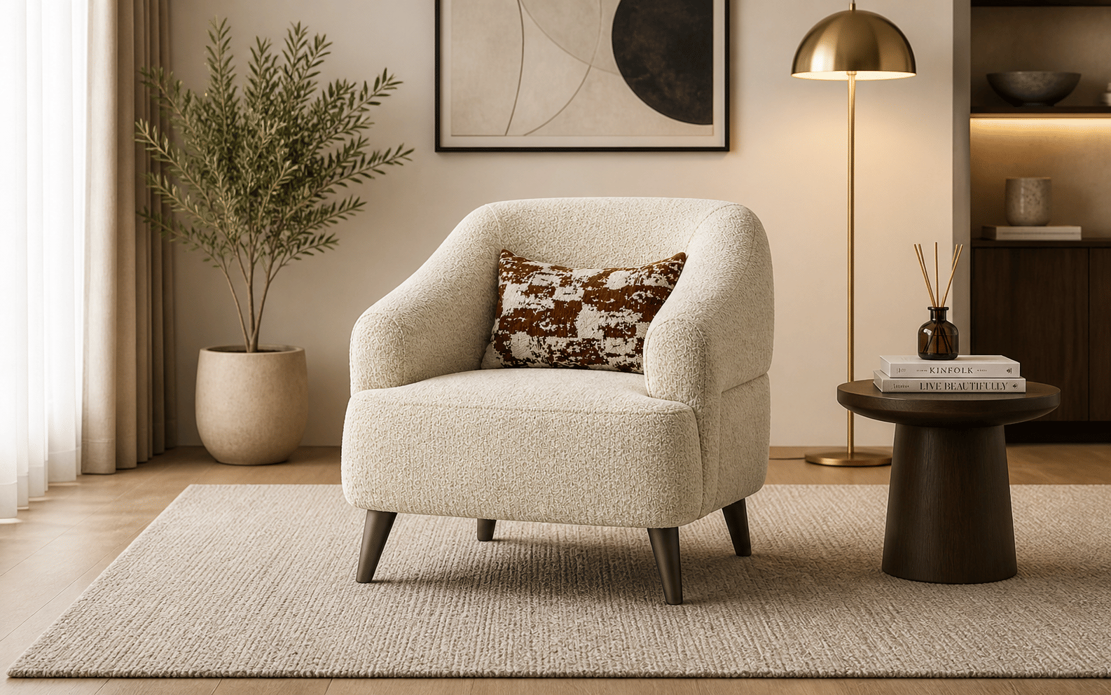 Royaloak Ayla Fabric Single Seater Sofa 