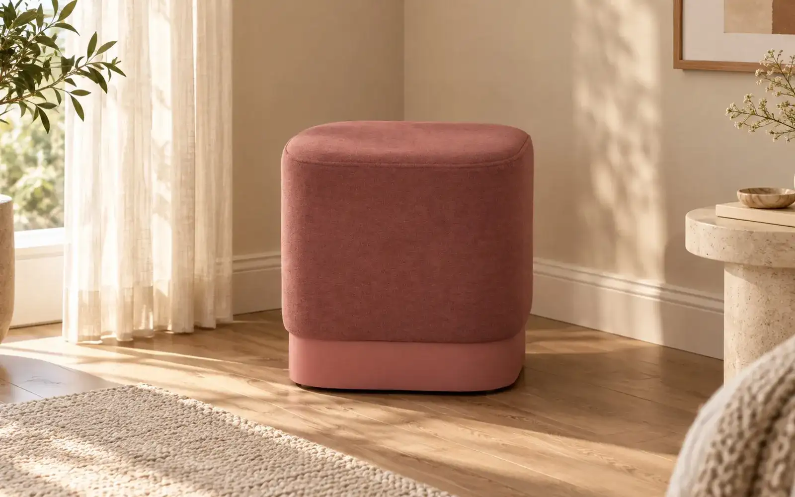 Royaloak Nova Square Ottoman-Blush
