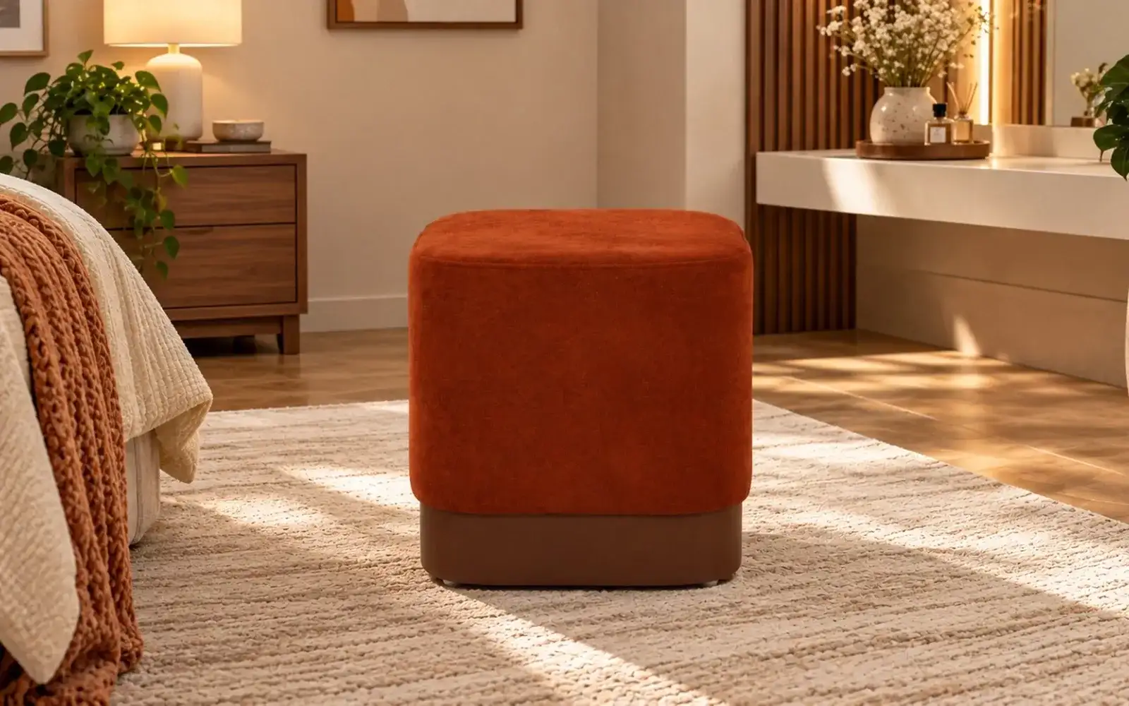 Royaloak Nova Square Ottoman - Rust