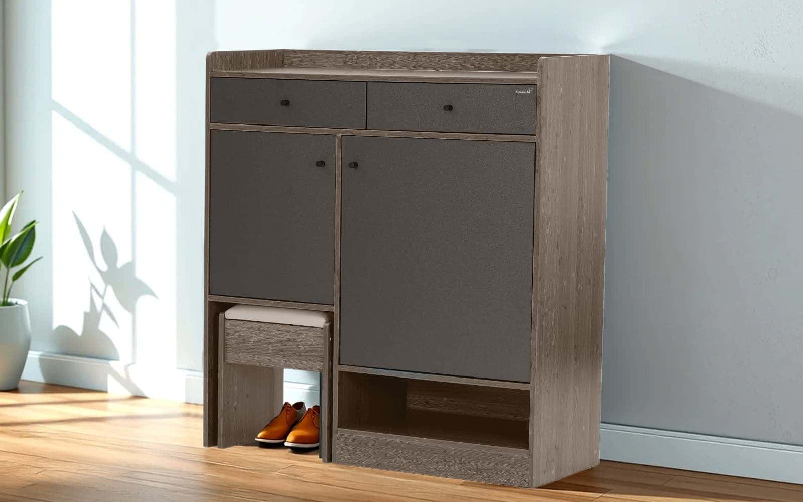 Royaloak Johor Malaysian 2 Door Shoe Rack with Stool